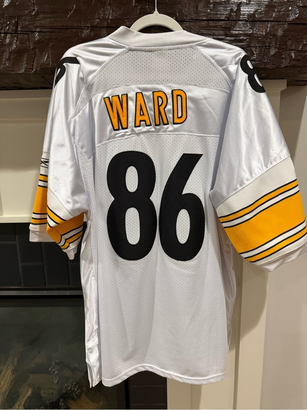 Hines Ward #86 White Reebok Authentic Steelers Jersey 54 75th Patch